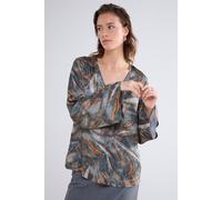 Summum Woman Top V Neck Dotted Leafs Greys Größe: 40 | Blusen Outlet | Damen | Grau