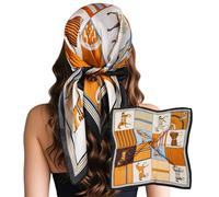 Sumolux Kopftuch für Damen, Satin, Seide, Schal, Bandana, Haarwickel, Nacht, groß, quadratisch, 69,8 cm, Blaues Pferd, Einheitsgröße