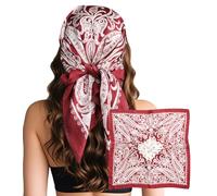 Sumolux Kopftuch für Damen, Satin, Seide, Schal, Bandana, Haarwickel, Nacht, groß, quadratisch, 69,8 cm, Weinrote Cashewnüsse, Einheitsgröße