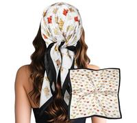 Sumolux Kopftuch für Damen, Satin, Seide, Schal, Bandana, Haarwickel, Nacht, groß, quadratisch, 69,8 cm, Weiße Kuh, Einheitsgröße