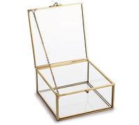 SUMTree Schmuckschatulle aus Metall und Glas Schmuckbox Schmukkiste Schmuckkoffer Schmuckaufbewahrung Geschenk für Muttertag und Hochzeit Geburtstag für Schmuck von Damen Ring(Quadrat)