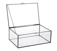 SUMTree Schwarz Vintage Glas Deckel Box Rechteck Schmuck Ringe Armband Display Veranstalter Hartglas Schmuckschatulle Schmuckbox Schmukkiste Schmuckkoffer Schmuckaufbewahrung Aufbewahrungsbox