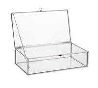 SUMTree Silber Rechteck Schmuckschatulle aus Metall Glas Schmuckbox Schmukkiste Schmuckkoffer Schmuckaufbewahrung Geschenk Muttertag Hochzeit Geburtstag Schmuck Ring Kleine Sachen Damen Groß