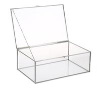 SUMTree Silber Vintage Glas Deckel Box, Rechteck Schmuck Ringe Armband Display Veranstalter Hartglas Schmuckschatulle Schmuckbox Schmukkiste Schmuckkoffer Schmuckaufbewahrung Aufbewahrungsbox