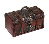 SUMTree Vintage Holz Aufbewahrungsbox Deckel Dekorative Schmuckbox Schmuckschatulle Schmuckkiste Schmuckkoffer Ring Armband Ohrringe Damen Geschenk Weichnachten Geburtstag Schätze-Blattmuster Mittle