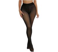 Sumvov Strumpfhosen Damen Winter S/M/L, Thermo Strumpfhose gefüttert, Gefälschte Durchscheinend Plüschstrümpfe Pantyhose Wärmende Fleece Strumpfhose (Schwarz-Fleecefutter, M)