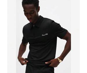 SUMWON Essentielles Muskel-Fit Kurzarm Poloshirt mit Viertelreißverschluss-Kragen für den Lässig-Wear Bereich, unifarben