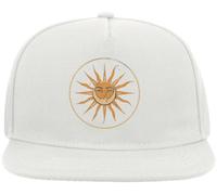 Sun and Moon Circle Graphic Snapback Flat Visor Cotton Blend Cap White