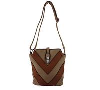 Sun-bags Hanna H0447, kleine Damen Umhängetasche, Handtasche gestreift zweifarbig, 24 x 20 x 10 cm (beige khaki)
