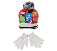 Sun City Avengers Hulk Iron Man Captain America Kinder Jungen Winter-Set Mütze und Handschuhe, Farbe:Grau, Größe:54