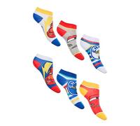 Sun City Cars Lightning McQueen Kinder Jungen Sneaker Socken 6 Paar Strümpfe Paket, Größe:23/26
