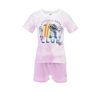 Sun City Disney Lilo und Stitch - Stitch Surf Club Pyjama mit kurzen Ärmeln und Shorts aus Baumwolle für Damen (IT, Text, M, Regular, Normal, Rosa), Rosa