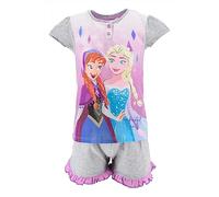 Sun City Frozen - Die Eiskönigin ELSA Kinder Mädchen Schlafanzug Kurzarm Pyjama kurz, Farbe:Grau, Größe Kids:128