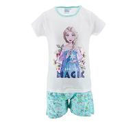 Sun City Frozen - Die Eiskönigin ELSA Mädchen Pyjama Schlafanzug, Farbe:Weiß, Größe Kids:128