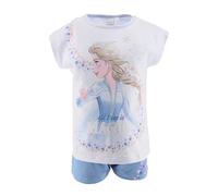 Sun City Frozen - Die Eiskönigin Sommer-Set Mädchen mit kurzen Ärmeln und Shorts aus Baumwolle für Mädchen Geschenke für Mädchen (Blau, 8 Jahre)