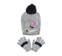 Sun City Peppa Pig Wutz Kinder Mädchen Winter-Set Winter-Mütze und Handschuhe (54, Grau)