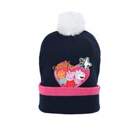 Sun City Peppa Wutz Pig Kinder Mädchen Winter-Mütze Strick Bommelmütze, Farbe:Dunkel-Blau, Größe:52