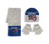 Sun City Spider-Man Jungen Winter-Set Kinder Mütze, Schal und Handschuhe, Farbe:Grau, Größe:52 (as3, Numeric, Numeric_54)