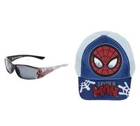 Sun City Spider-Man Kinder Sommer-Set, Baseball Cap und Sonnenbrille, Blau/Rot, Größenverstellbar, UV400-Schutz, für Jungen (DE/NL/SE/PL, Numerisch, 52, Blau)