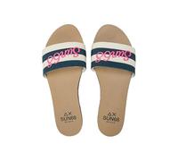 SUN68 Damen-Hausschuhe X36208 3107 Slippers Beach Brigitte Embroidery Weiß Creme / Marineblau, mehrfarbig, 41 EU