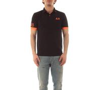 SUN68 Poloshirt Schwarz Logo Fluo S/S A35122 Herren, Schwarz , Large