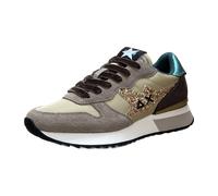 SUN68 Z45217 Stargilrl Glitter Logo Dunkelbeige Sportschuhe für Damen Nubuk und Glitzer Stoff, Dunkelbeige, 41 EU