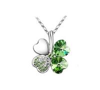 SunaOmni Frauen Vierblättriges Kleeblatt Halskette Glückliche Liebeskristalle Anhänger Halsketten Für Party Grün Sterling Silber Ohrstecker Mädchen Ohrringe Sterling Silber Kinder