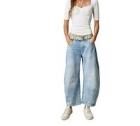 Suncadmious Barrel Jeans für Frauen Trendy High Waisted Wide Leg Baggy Cropped Relax Fit Stretch Denim Trouser Ankle Pants