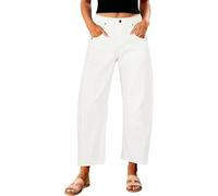 Suncadmious Barrel Jeans für Frauen Trendy High Waisted Wide Leg Baggy Cropped Relax Fit Stretch Denim Trouser Ankle Pants