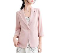 Suncadmious Damen Frühlingsmode Lässiger Revers-Design Dreiviertelärmel Blazer, Eleganter Ein-Knopf-Cardigan, Geeignet für Business- und Büroumgebungen (Rose,XXL)
