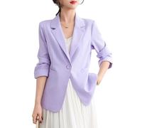 Suncadmious Damen Frühlingsmode Lässiger Revers-Design Dreiviertelärmel Blazer, Eleganter Ein-Knopf-Cardigan, Geeignet für Business- und Büroumgebungen (Lila,XXL)