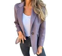 Suncadmious Eleganter einreihiger einfarbiger Blazer für Damen mit Reversknöpfen fürs Businessbüro Revers Kurze Jacke modische Straßen-Shooting-Kurzjacke aus Tweed