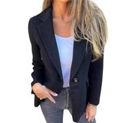 Suncadmious Eleganter einreihiger einfarbiger Blazer für Damen mit Reversknöpfen fürs Businessbüro Revers Kurze Jacke modische Straßen-Shooting-Kurzjacke aus Tweed