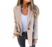 Suncadmious Eleganter einreihiger einfarbiger Blazer für Damen mit Reversknöpfen fürs Businessbüro Revers Kurze Jacke modische Straßen-Shooting-Kurzjacke aus Tweed