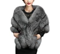 Suncadmious Luxus Faux Pelz Schal für Frauen Winter Pelz Mantel Hochzeit Party Pelz Gestohlen Wraps für Abendkleider (Grau,Eine Größe)
