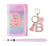 SUNDEE Kinder Brustbeutel Rosa Buchstaben mit Schlüsselanhänger&Trageband Originelle Geldbörsen für Mädchen mit Münzfach und Fach für die Schule, B