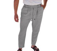 Sunfashion Bundfaltenhose Herren Retro Leinenhose Herren Sommer Hosen Herren Lang Leicht Freizeit Jogginghose Herren Slim Fit Herrenhosen Lang Stretch Elegant Cargo Hosen Stoffhosen Herren Herren SWE