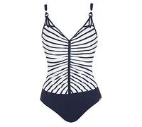 Sunflair Badeanzug Damen Badeanzug - Maritimer Stil mit Punkten und Raffungen - klassicher Einteiler mit großen Cups und Schalen - verführerischer tiefer Rücken