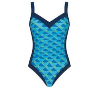 Sunflair Basic Badeanzug - Moderner grafischer Print, femininer V-Ausschnitt, dezente Bauch-Raffung - Weiches, Komfortables Material für stilvolle Badeerlebnisse