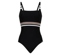 Sunflair Damen Badeanzug Basic - Moderner Badeanzug mit eleganten Kontraststreifen und dekorativem Schmuckring - Bequeme Passform, hohe Elastizität & klassisch eleganter Look für Strand und Schwimmbad