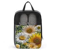 Sunflowers Daisy Rose Flowers Shoe Bag Travel Shoe Organizer with Zipper Golf Shoe Dust Bags for Man And Women Shoes Storage Pouch for Travel Waterproof Shoes Tote Sneaker Bags