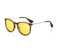 SUNGAIT Nachtsichtbrille für Damen und Herren: Runde gelbe Vintage-Sonnenbrille im klassischen Retro-Designer-Stil SGT567HPKYESEU