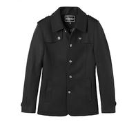 Sungerdasa Herrenmantel aus Wollmischgewebe, warm, Winter, Wollmantel, Trenchcoat, Jacke, Übermantel, einreihig, Peacoat mit Taschen, Schwarz , XL