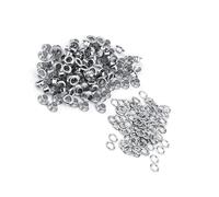 SUNGOOYUE 100-teiliges Ösen-Ösen-Set, Messing- mit Eisen-Unterlegscheiben, 5 Mm Gold-Silber-Metallnieten für Lederhandwerk, Kleidung, Reparatur, Schnürsenkel, Taschen, Nähen (SILVER)
