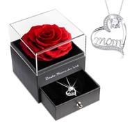 Sunia Geschenke für Mama, Ewige Echte Rose mit Mom Halskette aus 925 Sterlingsilber, Beste Mama der Welt Geschenke, Ewige Rose Blume Infinity Rose Geschenk zum Muttertag Geburtstags Weihnachten