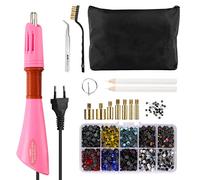 SUNJULY Hotfix Applikator, Strassstein Applikator Werkzeug Hotfix Strass Applikator, Crystal Gem Strass Diamantes Perlennieten Kuppeln mit 7 Spitzen Integrierter EIN/AUS-Schalter