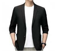 Sunlighty Blazer Anzugjacken für moderne Männer, zwei Knöpfe, Sommer, dünn, Eisseide, atmungsaktiv, leicht, Sonnenschutz, lässiger Blazer, Schwarz , XXXXL