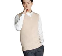 Sunma Herren Herbst Winter Pullunder V-Ausschnitt Ärmellos Einfarbig Comfort Fit Strickweste