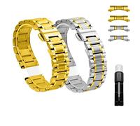 SUNMME Uhrenarmband aus Metall, 12 mm, 13 mm, 14 mm, 15 mm, 16 mm, 17 mm, 18 mm, 19 mm, 20 mm, 21 mm, 22 mm, 23 mm, 24 mm, Edelstahl-Uhrenarmband, Ersatz für Männer und Frauen, kompatibel (J 19 mm)