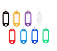 sunmondo Schlüsselanhänger beschriftbar 30 Stück, Schlüsselschilder bunt mit Ring